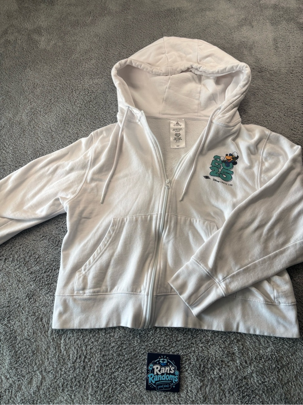 Disney White Zip-Up Hoodie with Mickey Graphic
